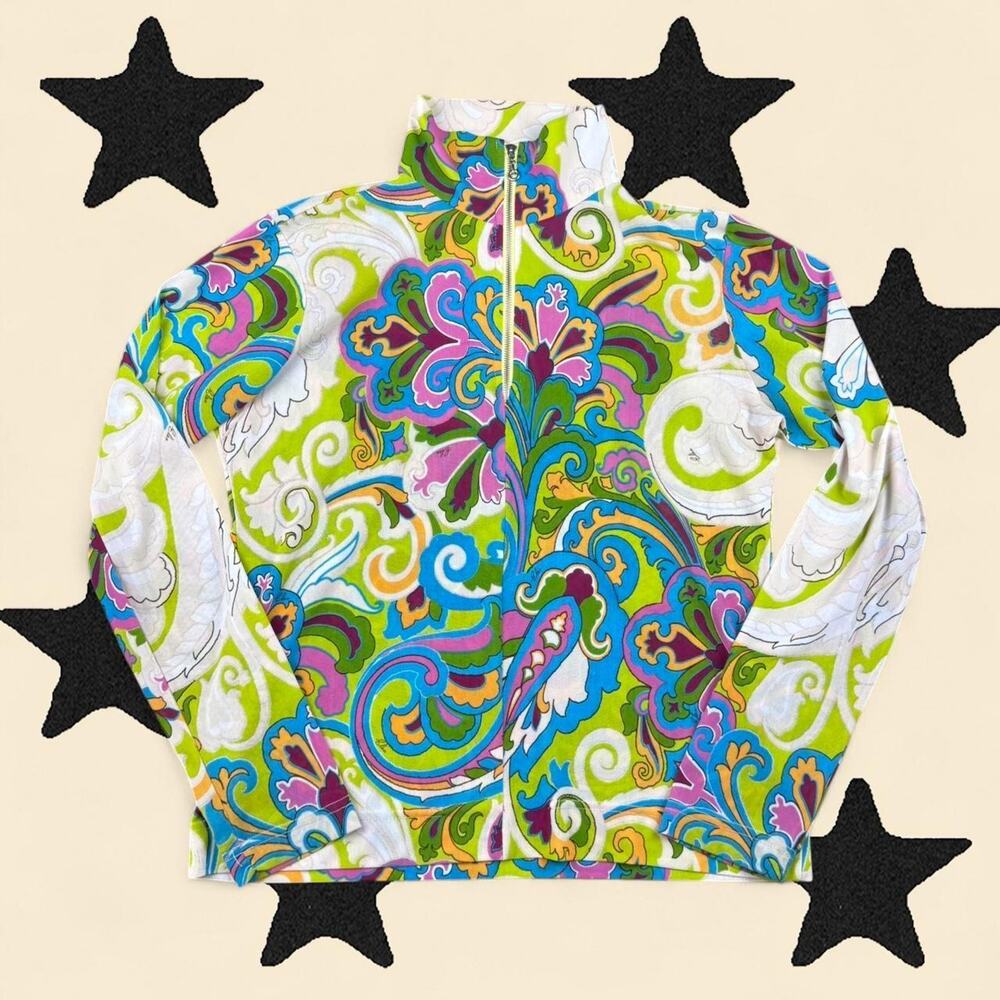 β
Bright Paisley 70s inspired Mesh Zip Up β